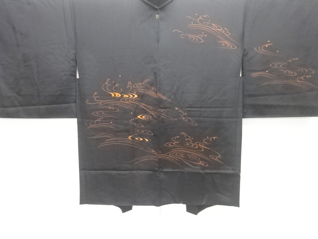 JAPANESE HAORI COAT / EMBROIDERY / WAVE / ONE CREST 